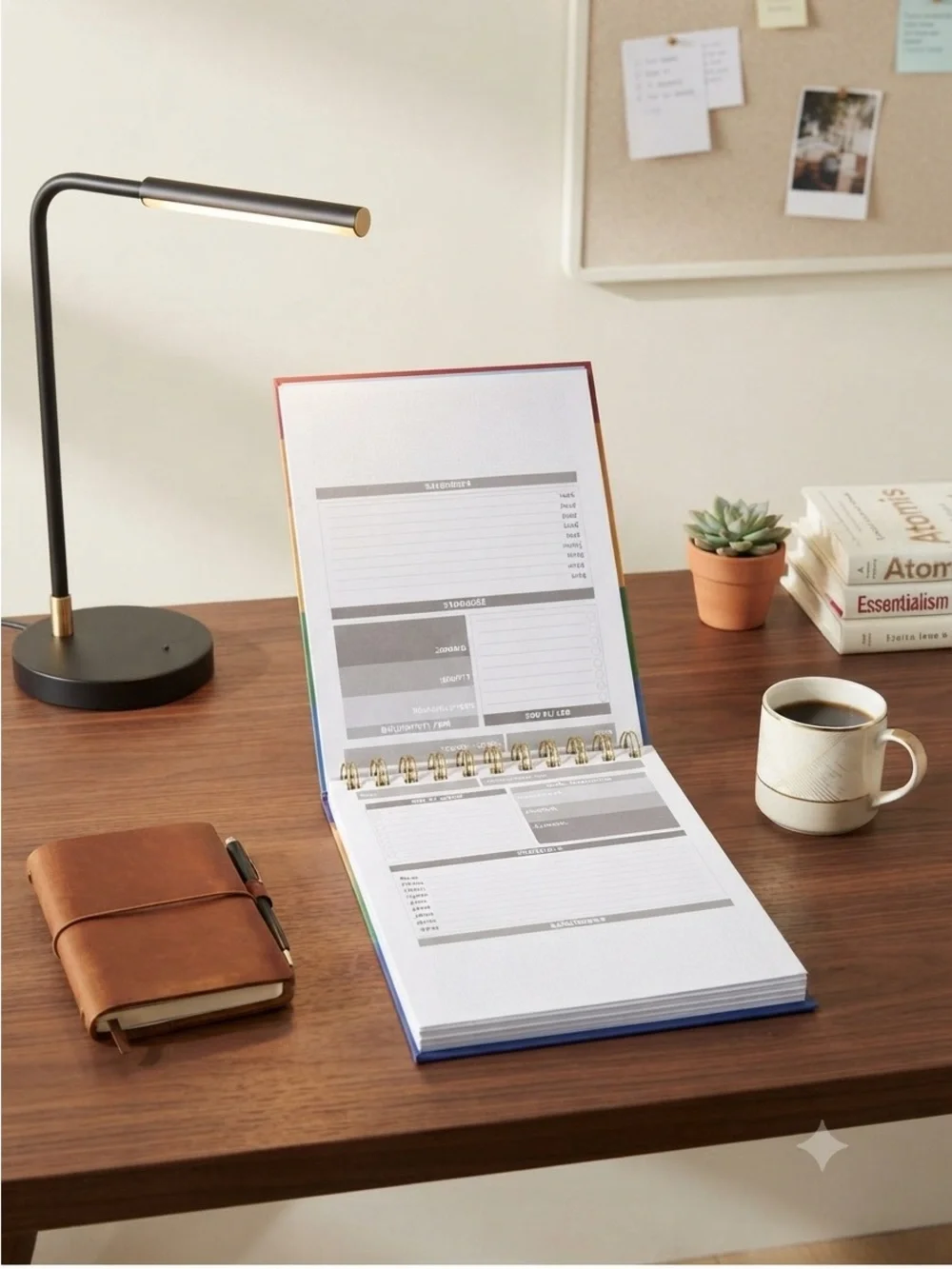 NEW-Daily Planner Spiral Notebook - Multicolor Striped Cover